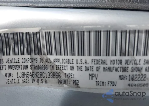 2008 Jeep Grand Cherokee Laredo из США, поврежденный, VIN 1J8HS48N28C133866